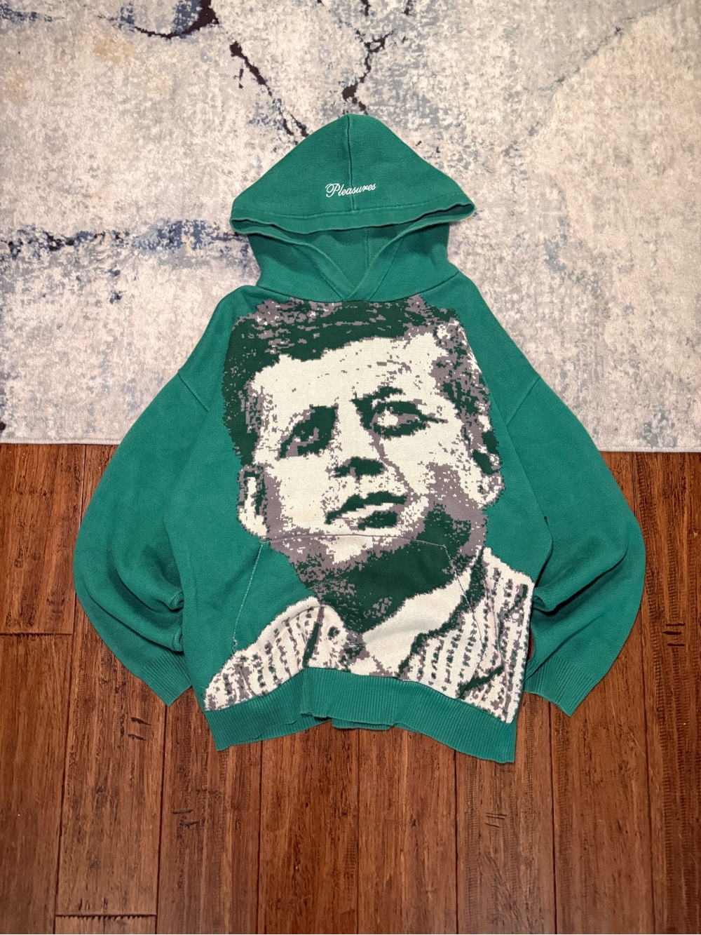 Pleasures JFK Knit Hoodie – Green – Size Medium